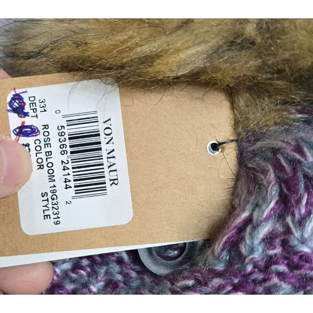 Chaos Womens Knit Pom-Pom Beanie Rose Bloom OS Soft Cozy Winter Hat Faux Fur Pom